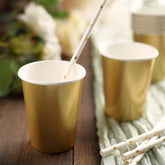 24-Pack Paper Cups in Metallic Gold - Stylish Disposable Party Cups for Hot & Cold Beverages 9oz