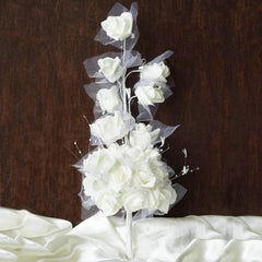 24 Pcs Bouquet Cream Artificial Handcrafted Foam Rose Flowers