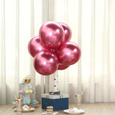 25 Pack 12" Metallic Chrome Pink Latex Helium or Air Party Balloons