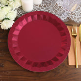 25-Pack Paper 12" Round Charger Plates in Burgundy with Geometric Prism Design - Disposable 400GSM Serving Trays