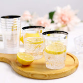 25-Pack Plastic Tumbler Cups Clear with Silver Rim - Stylish Disposable Party Glasses 10oz