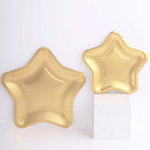 25-Pack Paper Star Shaped Dessert Plates in Matte Gold - Eco-friendly Disposable 300GSM Salad Appetizer Plates for Festive Occasions 7"