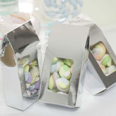25 Pack Silver Tote With Window Party Favor Candy Gift Boxes 2.75" X 1.5" X 6"