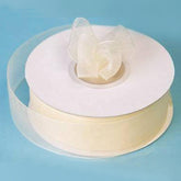 25 Yard 7 8" DIY Ivory Organza Ribbon With Mono Edge - Clearance SALE
