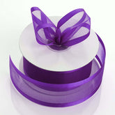 25 Yards 1.5" Purple Sheer Organza Ribbon With Satin Edges