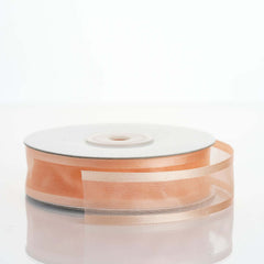 25 Yards 7 8" DIY Peach Sheer Organza Ribbon With Satin Edges