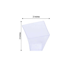 50-Pack Plastic Dessert Cups Square Twist Clear - Durable Disposable Sauce Cups for Parties 2oz