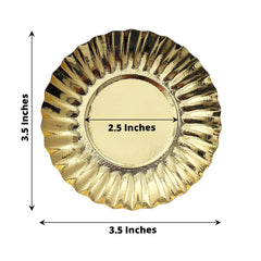 50-Pack Paper 3.5" Round Party Plates in Metallic Gold with Scalloped Rim - Disposable Mini 250GSM Dessert Plates for Tapas, Appetizers & Finger Foods