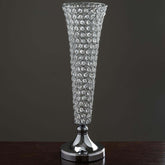 3-Pack Crystal Beaded Trumpet Vase Set Silver - Table Centerpiece for Stylish Decor 22"