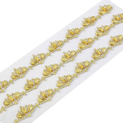 3 Pack Stick-On Diamond Rhinestone Gems, Gold Self Adhesive Crown DIY Craft Stickers