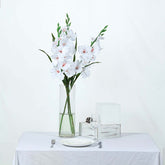 3 Stems 36" Tall White Artificial Silk Gladiolus Flower Spray Bush