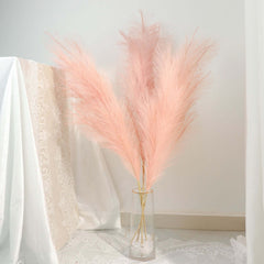 3 Stems Artificial Pampas Grass Decor Dusty Rose - Soft Realistic Faux Ornamental Grass Branches for Rustic Boho Chic Backdrops Floral Styling & Vase Displays 44"