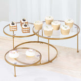 3-Tier Metal Cupcake Stand with Clear Round Acrylic Plates Gold - Dessert Cake Display Holder 23"