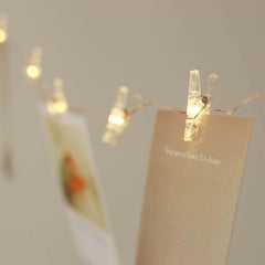 32ft Warm White 100 LED Clear Photo Clip Fairy String Light Garland
