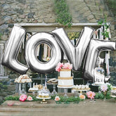 35" Silver Letter and Number Balloons, Metallic Mylar Foil Helium Air Balloons