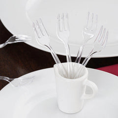36-Pack Dessert Forks Mini Heavy Duty Design Clear - Plastic Disposable Utensils for Catering and Gatherings 4"