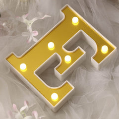3D Marquee Letter "E" Warm White 6 LED Lights Gold - Chic Light-Up Decor for Events 6"