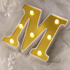 3D Marquee Letter "M" Warm White 7 LED Lights Gold - Chic Light-Up Decor for Events 6"