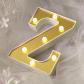 3D Marquee Letter "Z" Warm White 7 LED Lights Gold - Chic Light-Up Decor for Events 6"