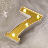 3D Marquee Number "7" Warm White 4 LED Lights Gold - Stylish Light-Up Accent for Events 6"