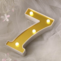 3D Marquee Number "7" Warm White 4 LED Lights Gold - Stylish Light-Up Accent for Events 6"