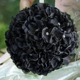 4 Pack 7" Black Artificial Silk Hydrangea Kissing Flower Balls