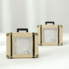 4-Pack Picture Frames Resin Mini Suitcase Design - Vintage Travel Wedding Place Card Holders & Party Favors 3"