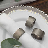 4 Pack Vintage Brushed Ribbed Copper Napkin Rings, Dinner Napkin Holders