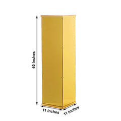 40" Floor Standing Gold Mirror Finish Acrylic Display Box, Pedestal Riser with Interchangeable Lid and Base