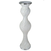 40" Magical Mermaid Style Mirror Mosaic and Pearl Studded Floor Vase