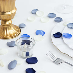 400-Pack Rose Petals Life-Like Flower Confetti Dusty Blue Mix Matte Silk Round - Decorative Event Table Scatters 2"