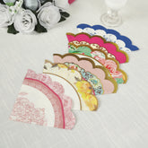 48-Pack Round Paper Cocktail Napkins with Vintage Floral Mixed Design and Scalloped Edges - Soft 2 Ply Disposable Napkins 12"