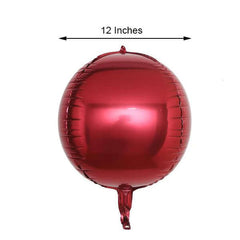 2 Pack 12" 4D Burgundy Sphere Mylar Foil Helium or Air Balloons