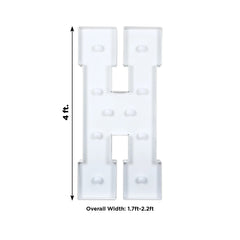 Giant LED Marquee Light Up Letter "H", White 4ft Pre-Cut Foam Board with 10 Warm White Battery Operated LEDs, Glue Gun and Sticks