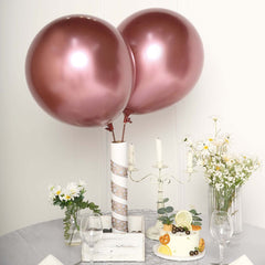 5 Pack 18" Metallic Chrome Pink Latex Helium or Air Party Balloons
