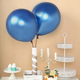 5 Pack 18" Metallic Chrome Royal Blue Latex Helium or Air Balloons