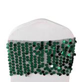 5 Pack Big Payette Sequin 13"x10" Chair Sash Bands Hunter Emerald Green - Stylish Glittering Decor for Weddings & Gatherings