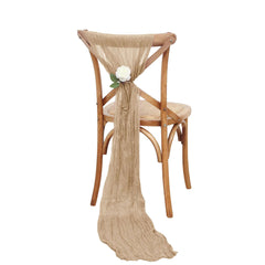 5 Pack Cheesecloth Gauze 16"x88" Chair Sashes Beige - Boho Chair Decorations