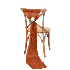 5 Pack Cheesecloth Gauze 16"x88" Chair Sashes Terracotta (Rust) - Boho Chair Decorations