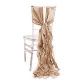 5 Pack Chiffon Satin Chair Sashes Nude - Easy to Install Ruffled Curly Willow