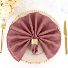 5 Pack Cinnamon Rose Cloth Napkins with Hemmed Edges, Reusable Polyester Dinner Linen Napkins - 20"x20"
