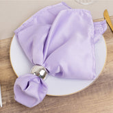 5 Pack Lamour Satin 20"x20" Napkins Lavender - Soft Matte Finish Dinner Napkins