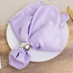 5 Pack Lamour Satin 20"x20" Napkins Lavender - Soft Matte Finish Dinner Napkins