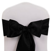 5 Pack Lamour Satin 6"x106" Chair Sashes Black - Stylish Reusable Decorative Bows for Weddings & Gatherings