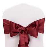 5 Pack Lamour Satin 6"x106" Chair Sashes Burgundy - Stylish Reusable Decorative Bows
