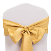 5 Pack Lamour Satin 6"x106" Chair Sashes Champagne - Stylish Reusable Decorative Bows