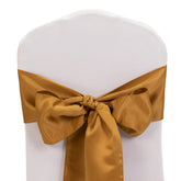 5 Pack Lamour Satin 6"x106" Chair Sashes Gold - Stylish Reusable Decorative Bows for Weddings & Gatherings