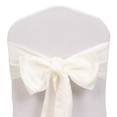 5 Pack Lamour Satin 6"x106" Chair Sashes Ivory - Stylish Reusable Decorative Bows