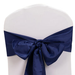 5 Pack Lamour Satin 6"x106" Chair Sashes Navy Blue - Stylish Reusable Decorative Bows