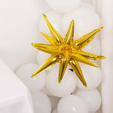 5 Pack Metallic Gold 14-Point Starburst Mylar Foil Balloons, 22" Fireworks Star Explosion Party Balloons